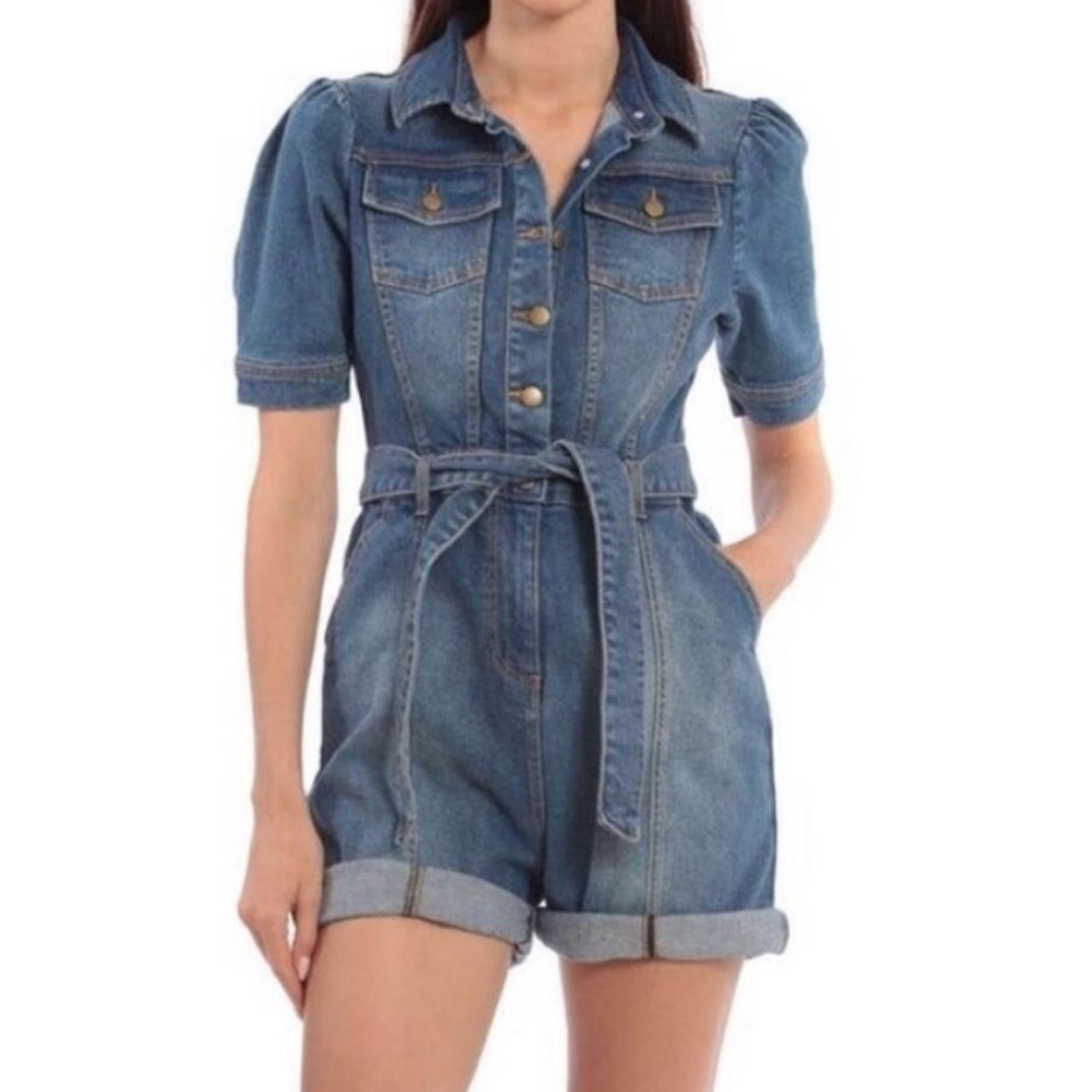 Avec Les Filles denim Boiler Romper size Medium - Picture 2 of 9